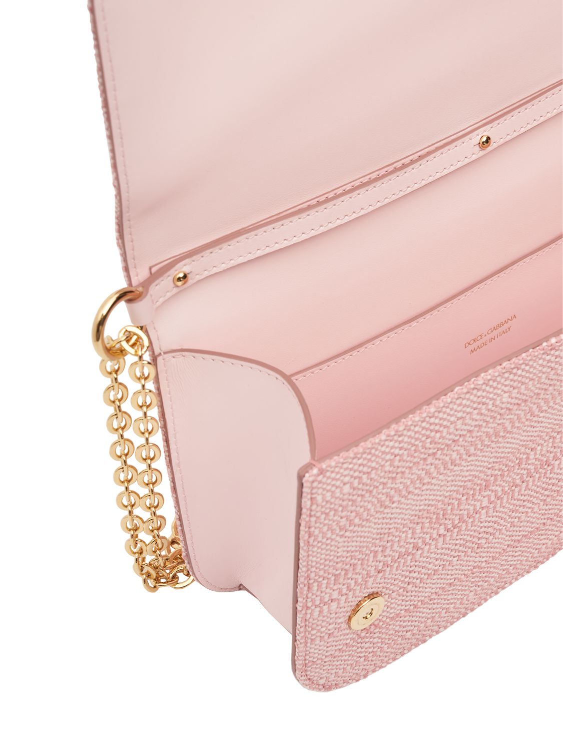 Dolce & Gabbana Raffia Chain Shoulder Bag In Rosa Baby
