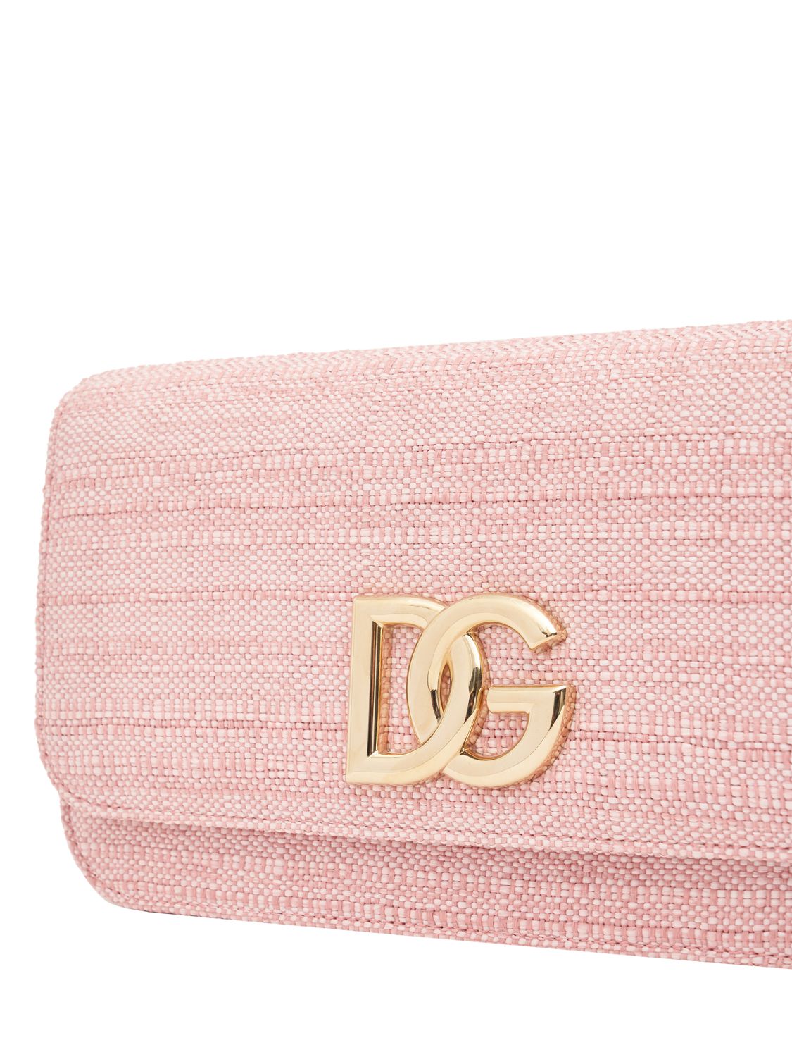Dolce & Gabbana Raffia Chain Shoulder Bag In Rosa Baby
