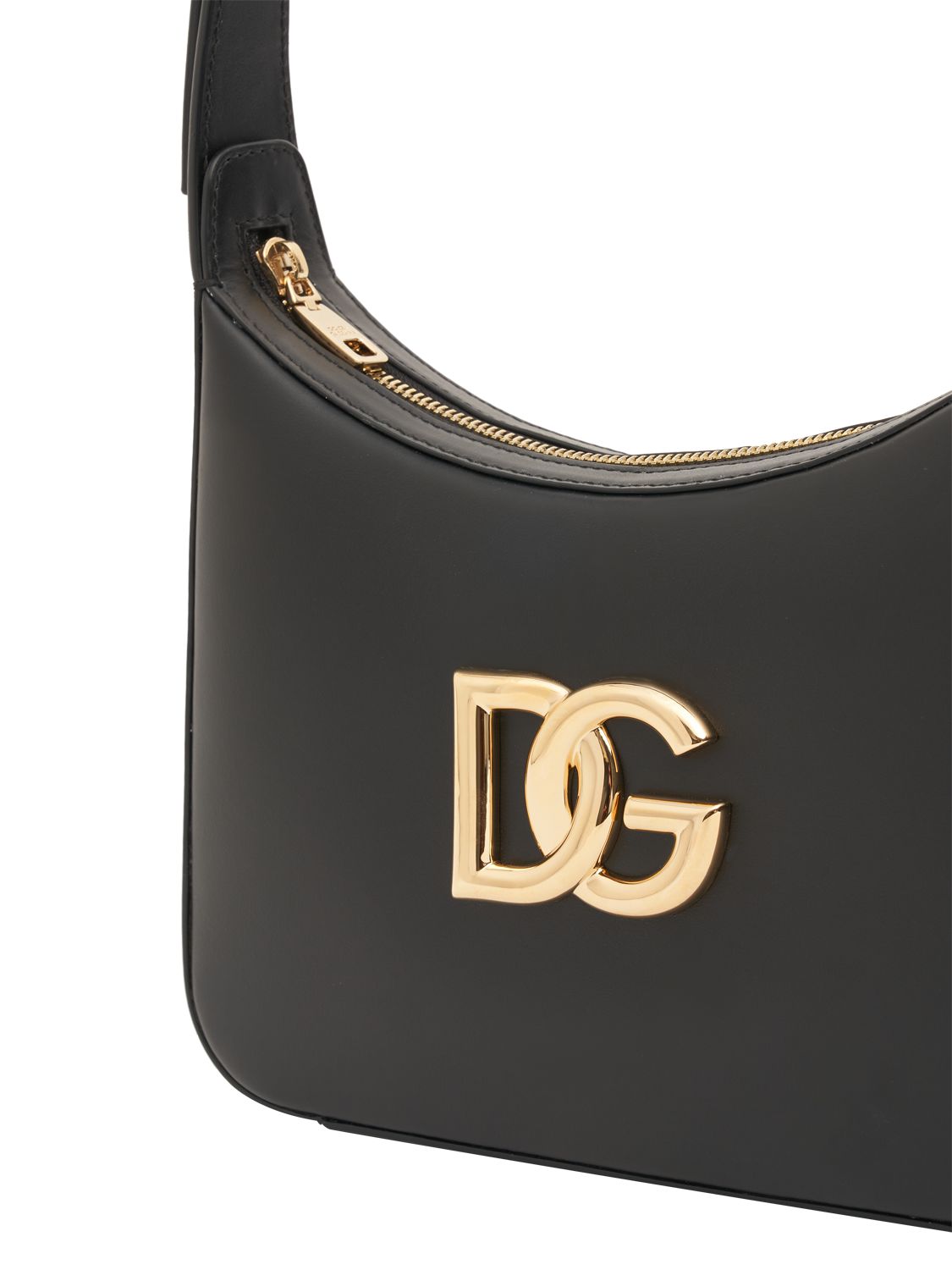 Shop Dolce & Gabbana Logo Leather Shoulder Bag In Black