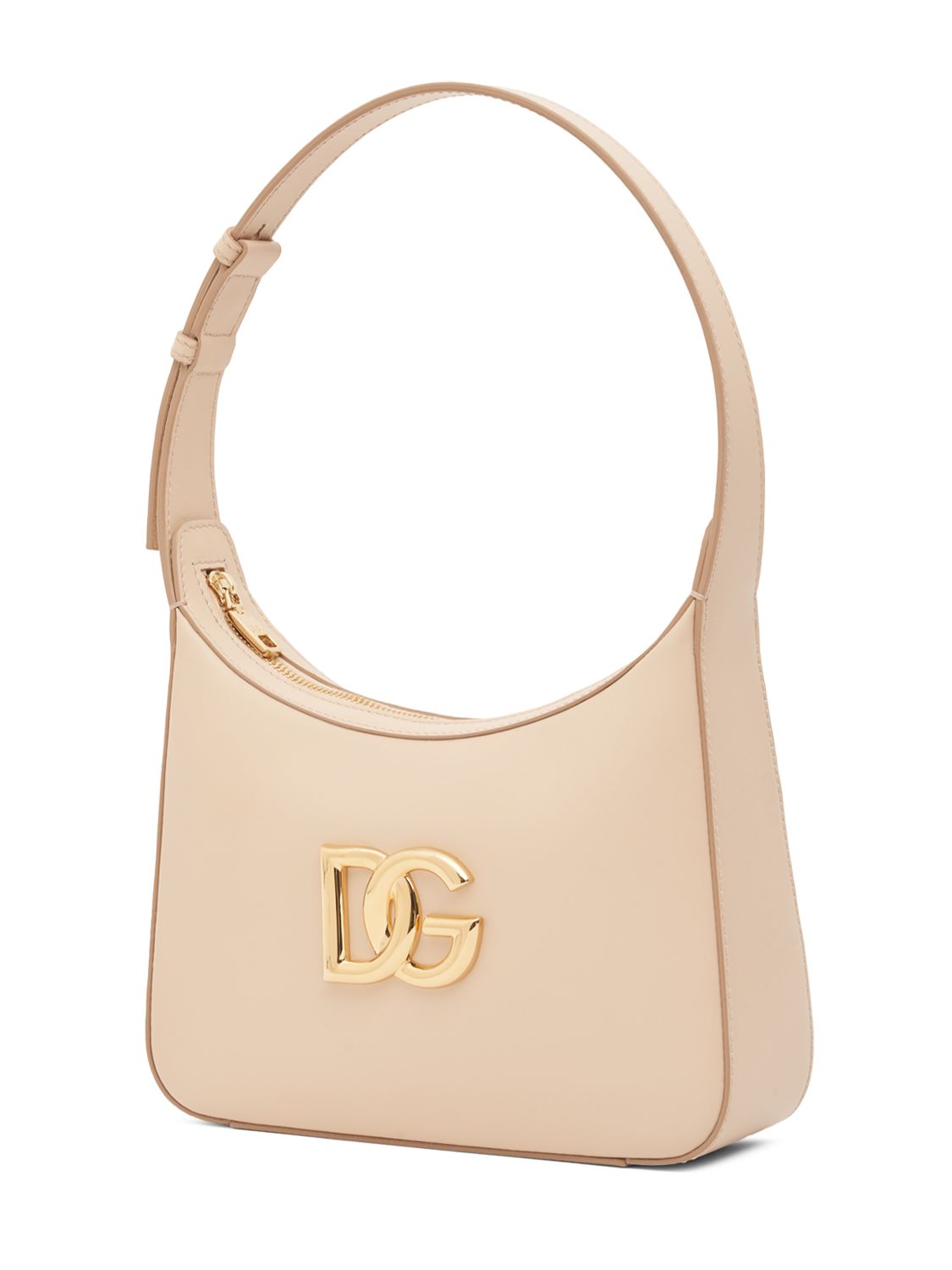 Shop Dolce & Gabbana Logo Leather Shoulder Bag In Rosa Chiaro