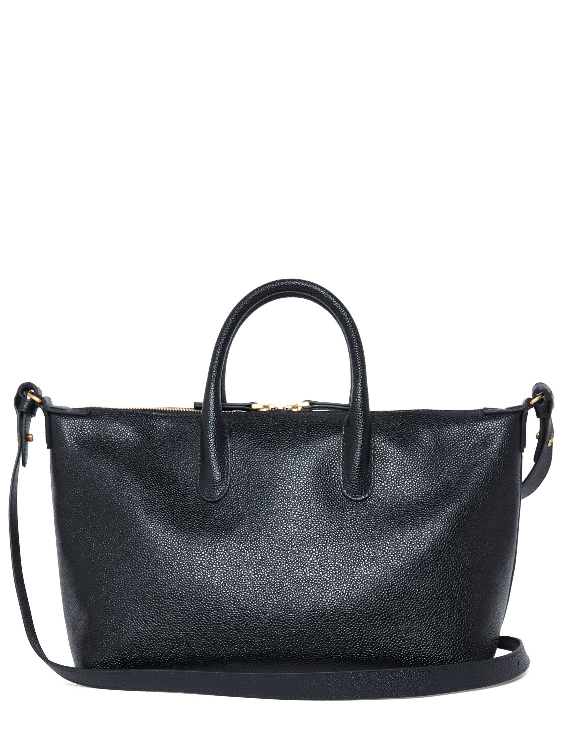 Shop Thom Browne Medium Soft Grained Leather Duffle Bag In Black