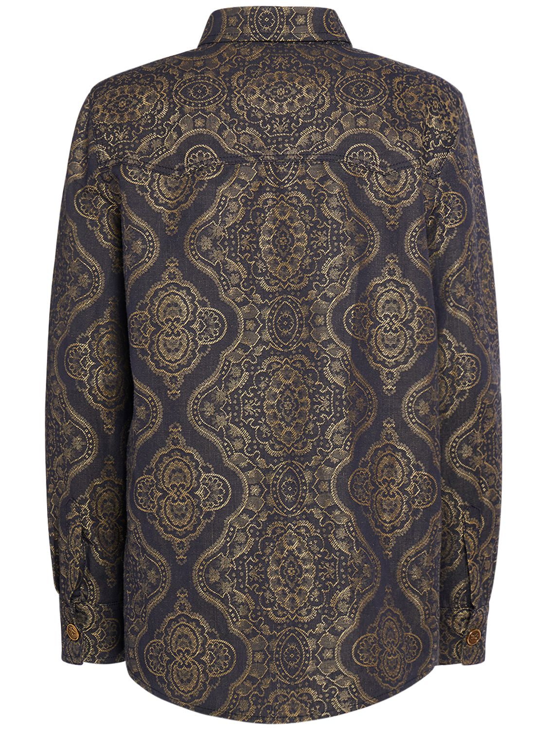 ETRO PRINTED COTTON & LINEN LONG SLEEVE SHIRT 