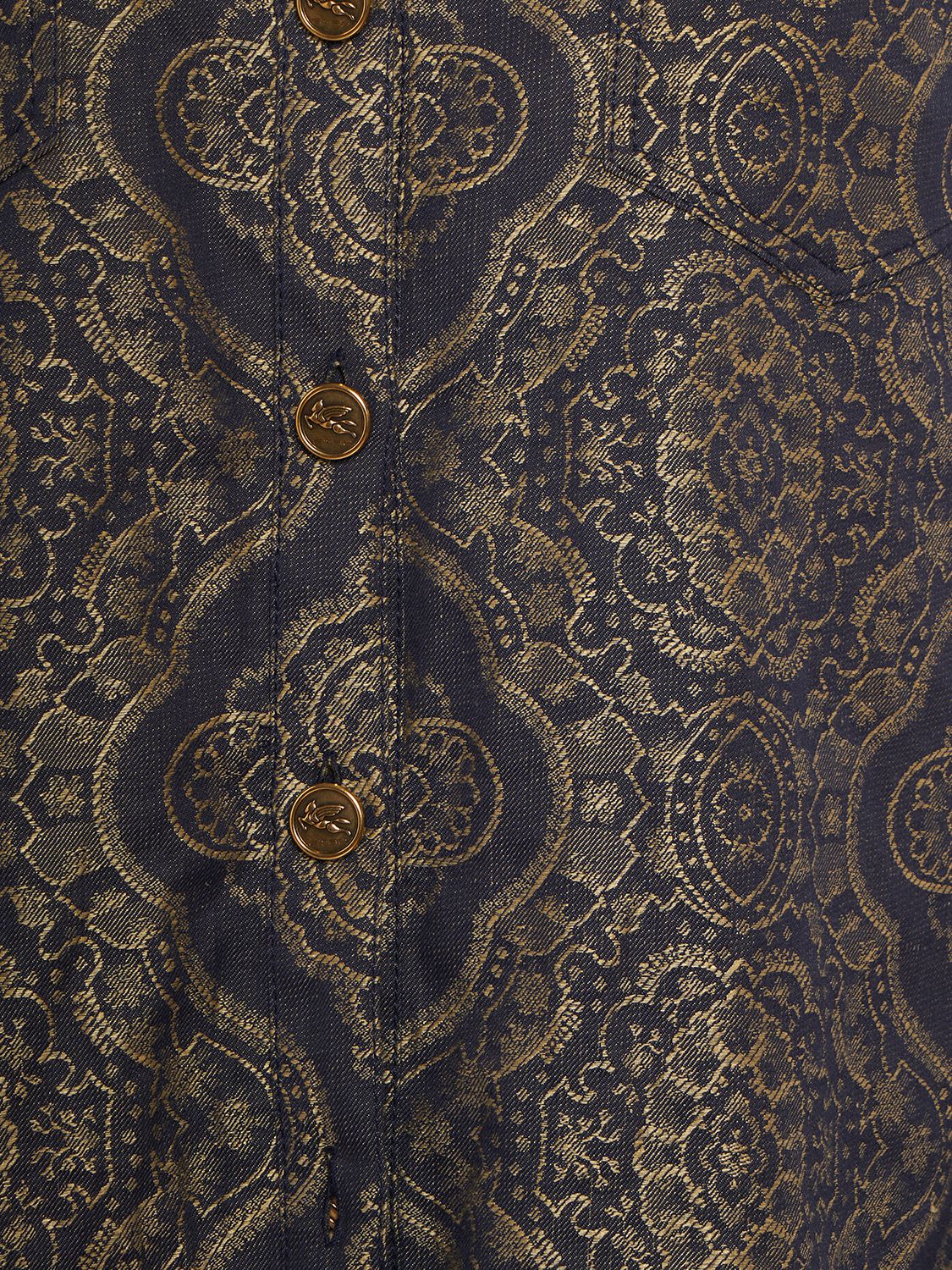 ETRO PRINTED COTTON & LINEN LONG SLEEVE SHIRT 