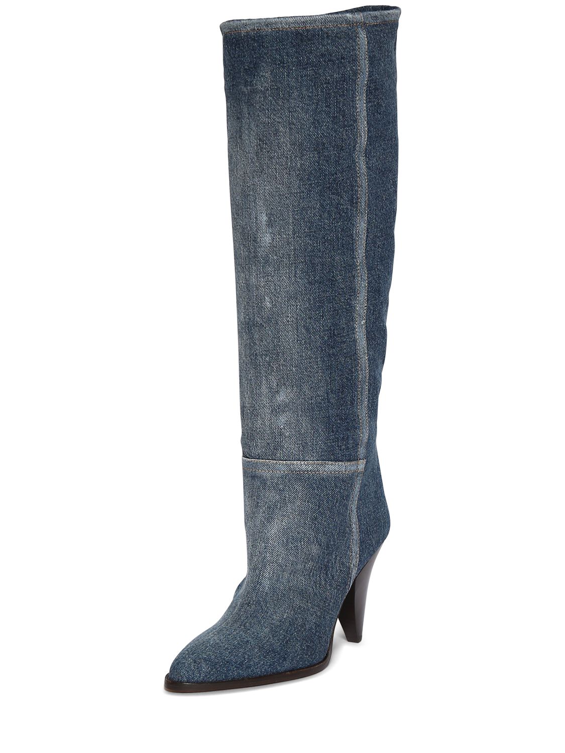 Shop Isabel Marant 90mm Ririo Denim Tall Boots