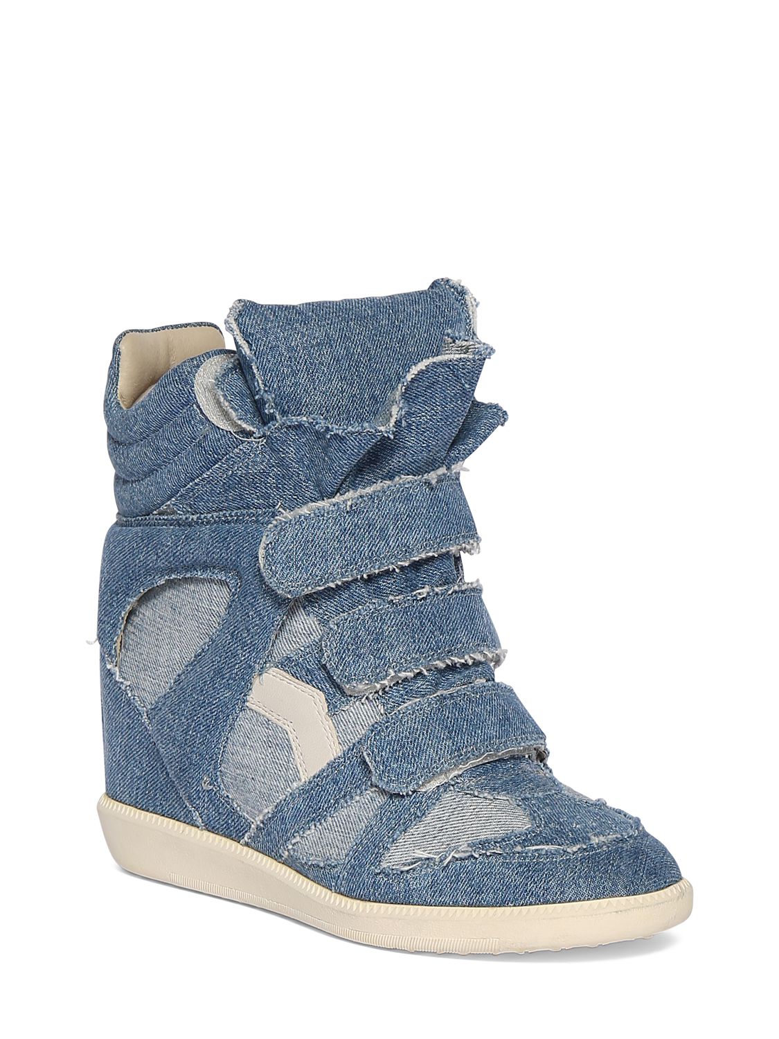 ISABEL MARANT 90MM BEKETT DENIM & MESH SNEAKERS 