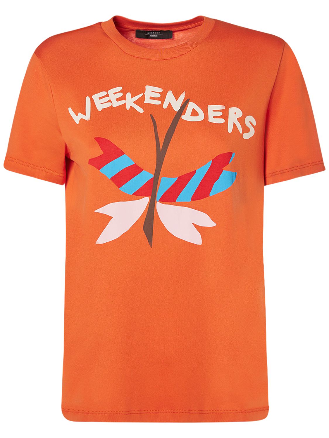 Weekend Max Mara Nervi Printed Cotton Jersey T-shirt In Orange