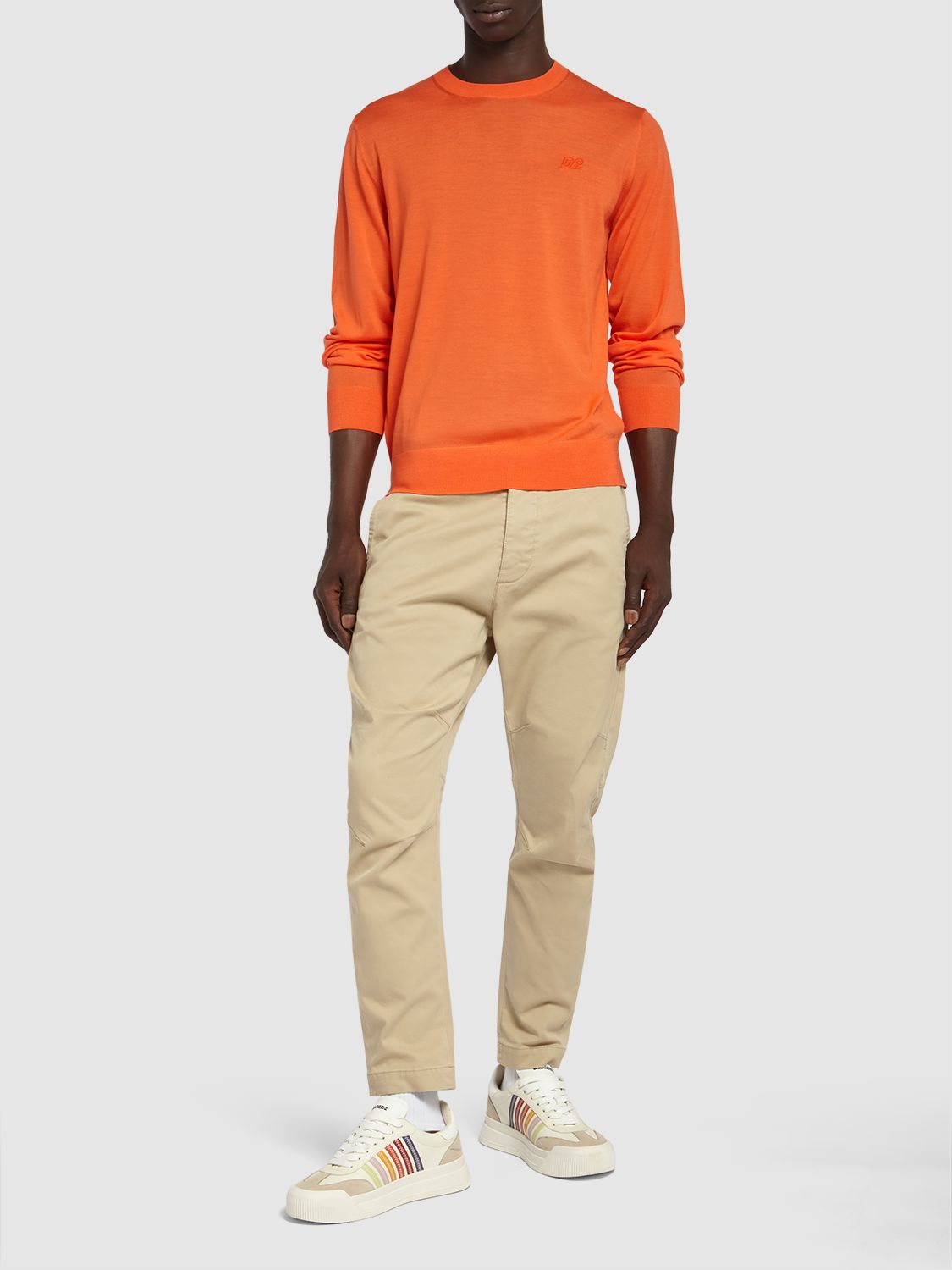 Shop Dsquared2 Monogram Wool Crewneck Sweater In Orange