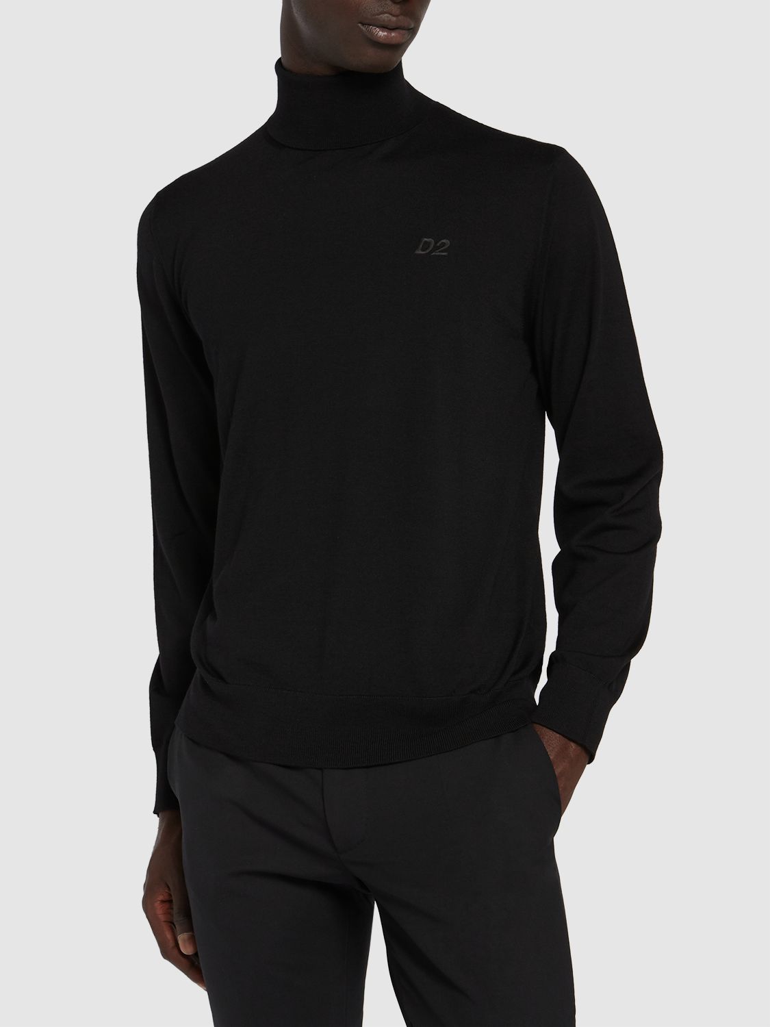 Shop Dsquared2 Monogram Wool Turtleneck In Black