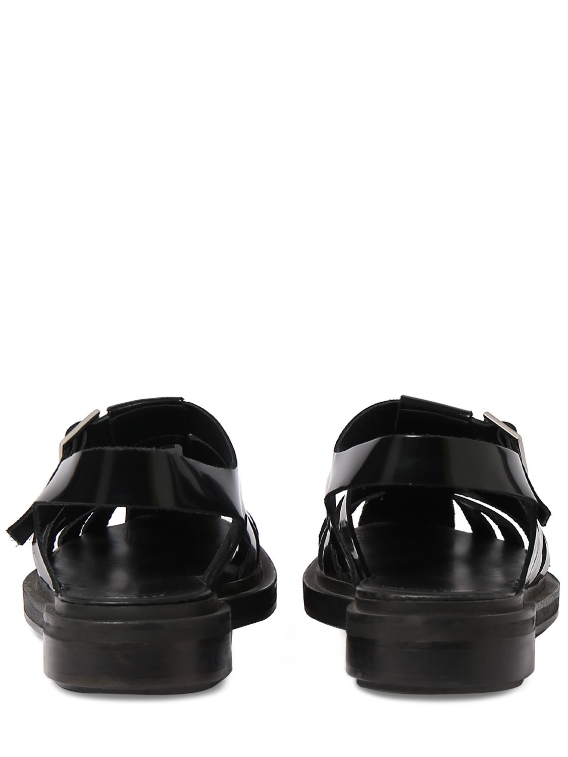 Shop Ami Alexandre Mattiussi Fisherman Brushed Leather Sandals In Black