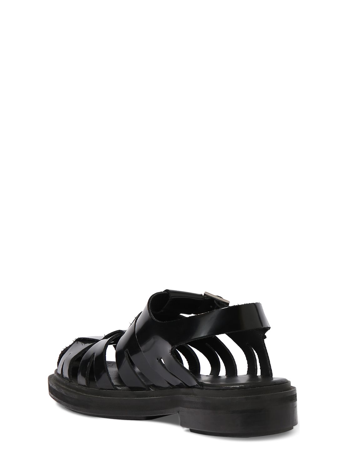 Shop Ami Alexandre Mattiussi Fisherman Brushed Leather Sandals In Black