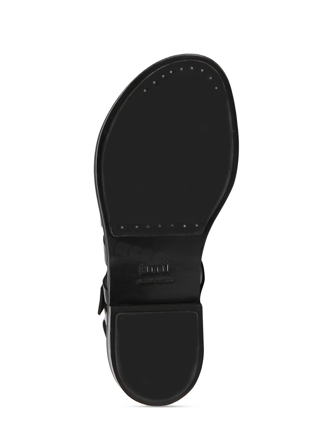 Shop Ami Alexandre Mattiussi Fisherman Brushed Leather Sandals In Black