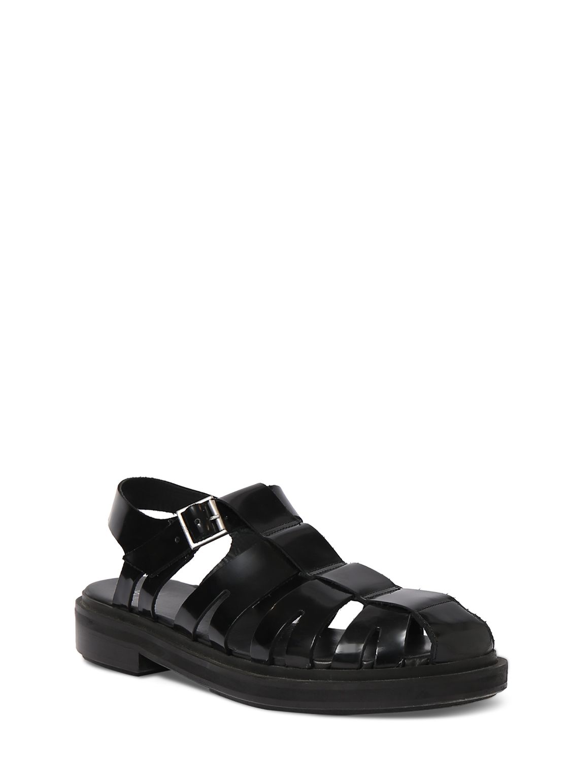 AMI ALEXANDRE MATTIUSSI FISHERMAN BRUSHED LEATHER SANDALS 