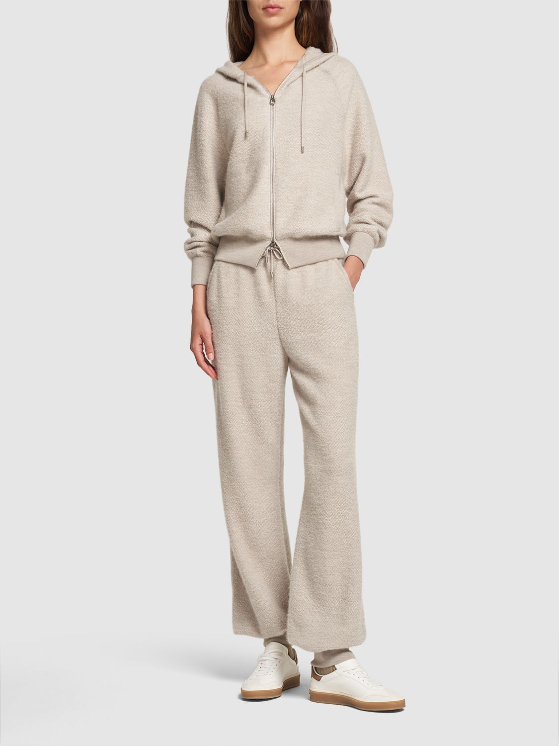 Shop Loro Piana Fuji Cashmere & Silk Midrise Sweatpants In White