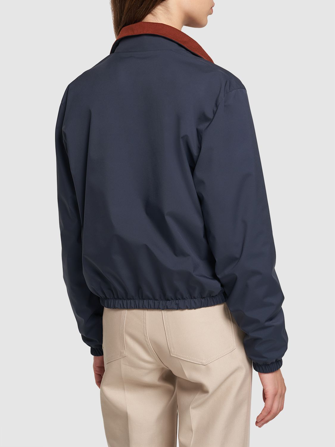 Shop Loro Piana Iconic Bomber Tech Zip Jacket In Dark Blue