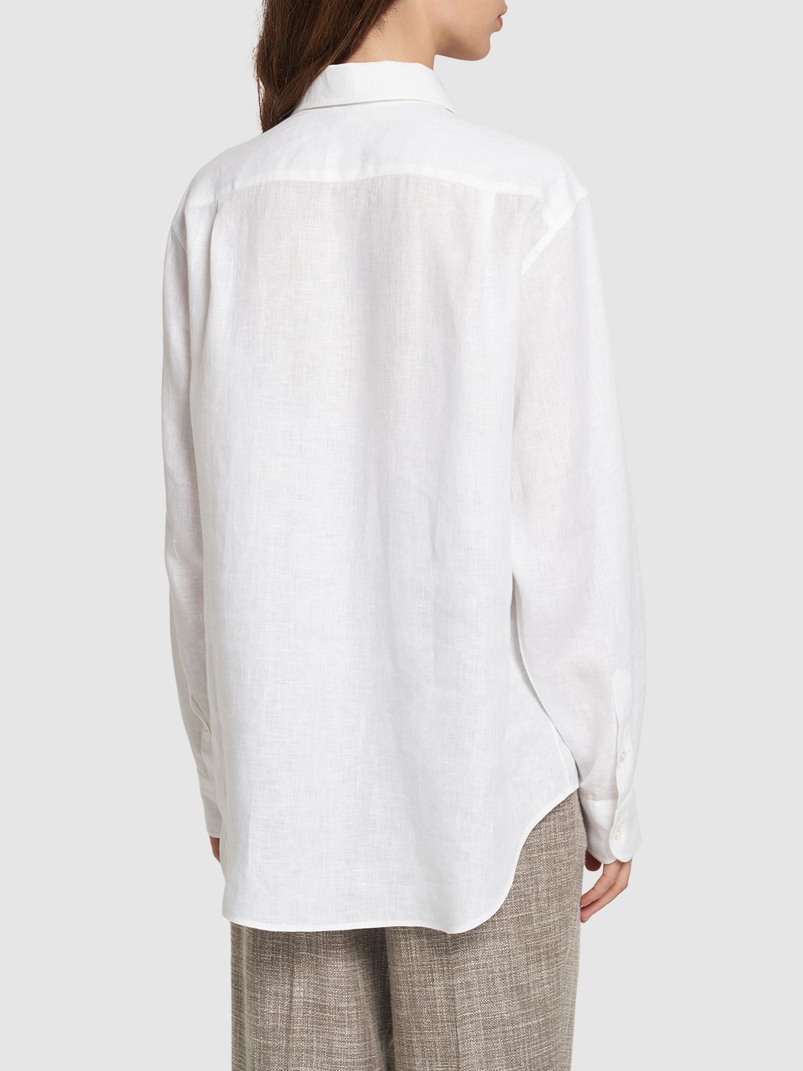 Shop Loro Piana André Solaire Long Sleeve Linen Shirt In Off White