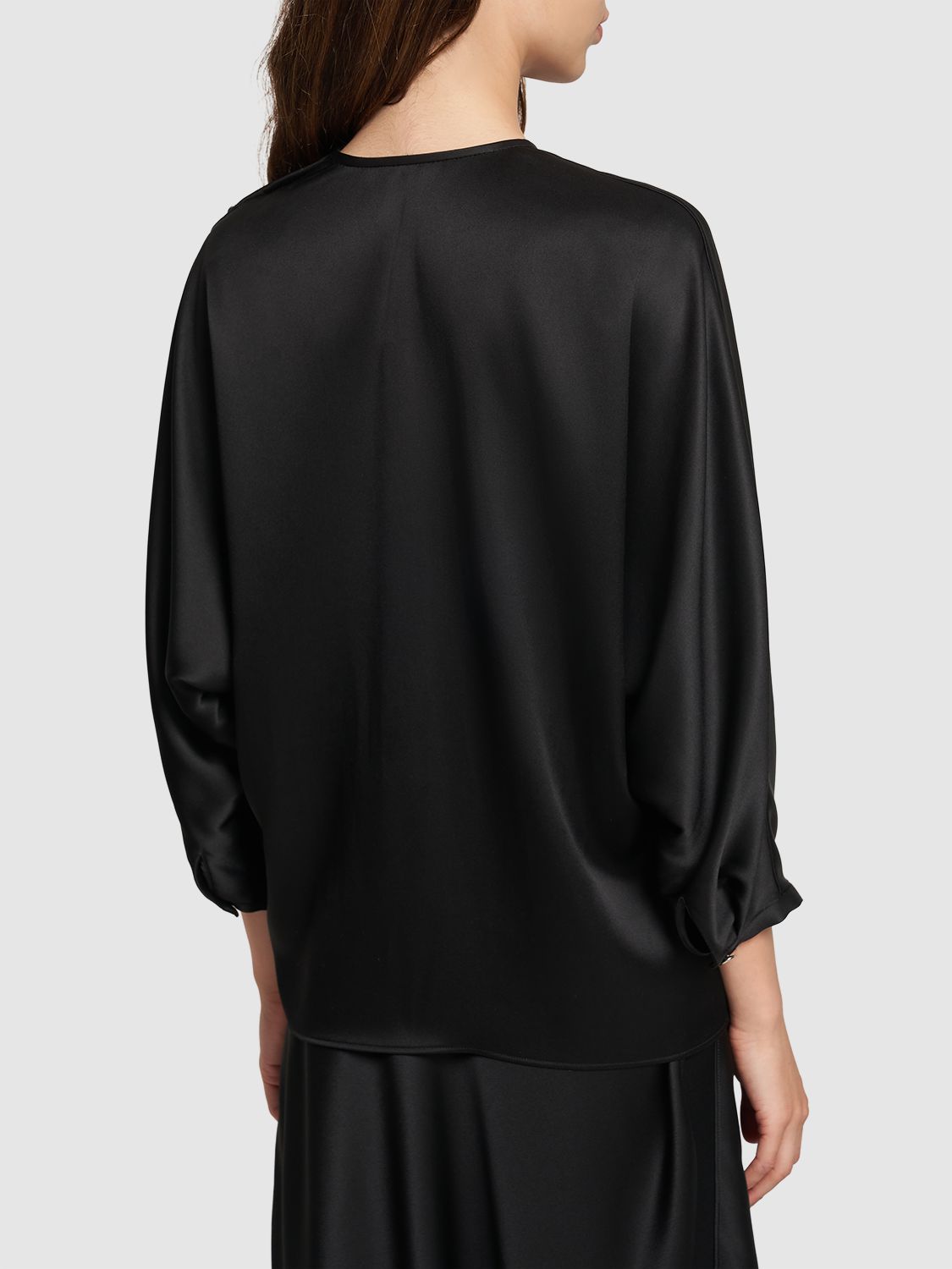 Shop Loro Piana Valery Silk Satin Shirt In Black