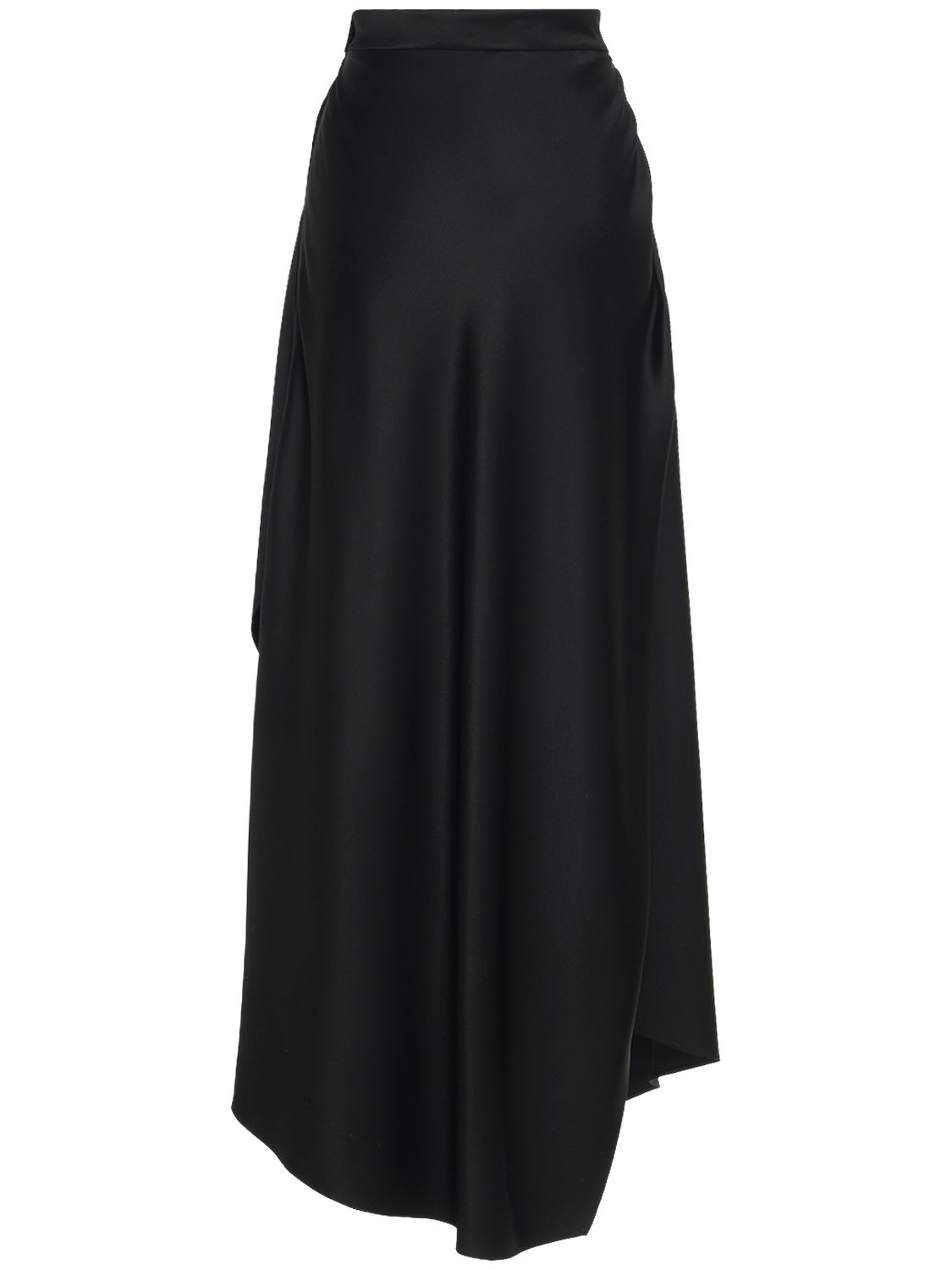 Shop Loro Piana Alin Silk Satin Flared Midi Skirt In Black