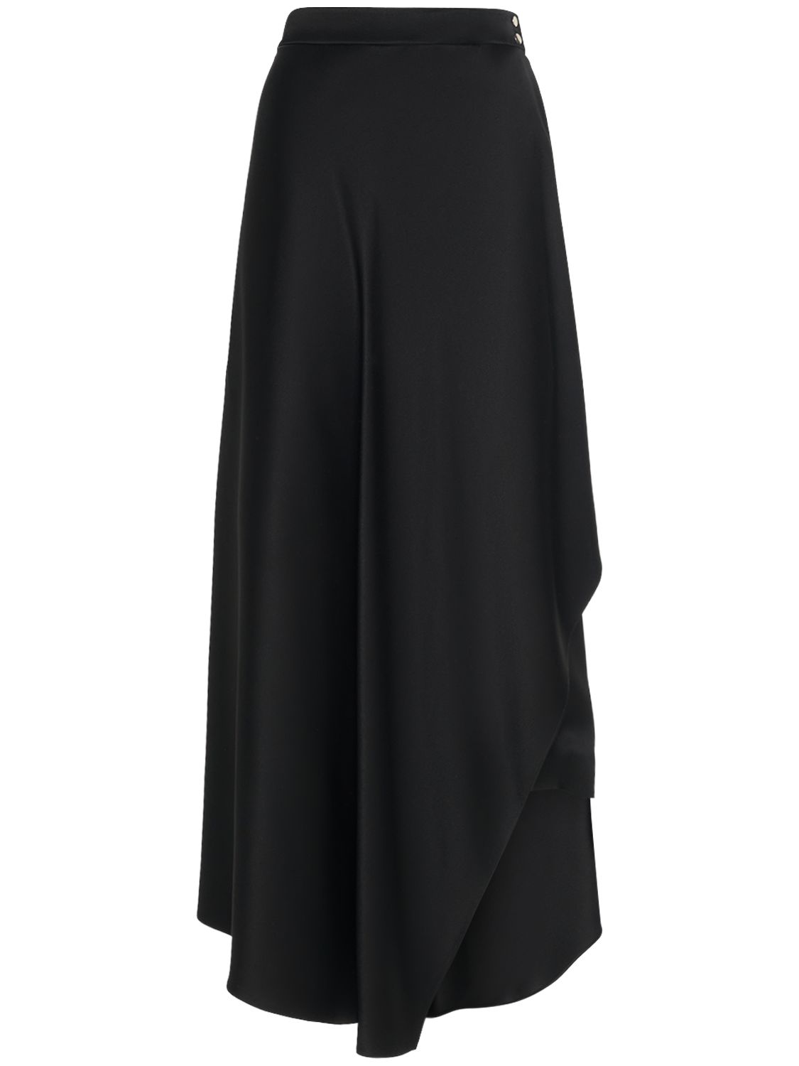 Shop Loro Piana Alin Silk Satin Flared Midi Skirt In Black