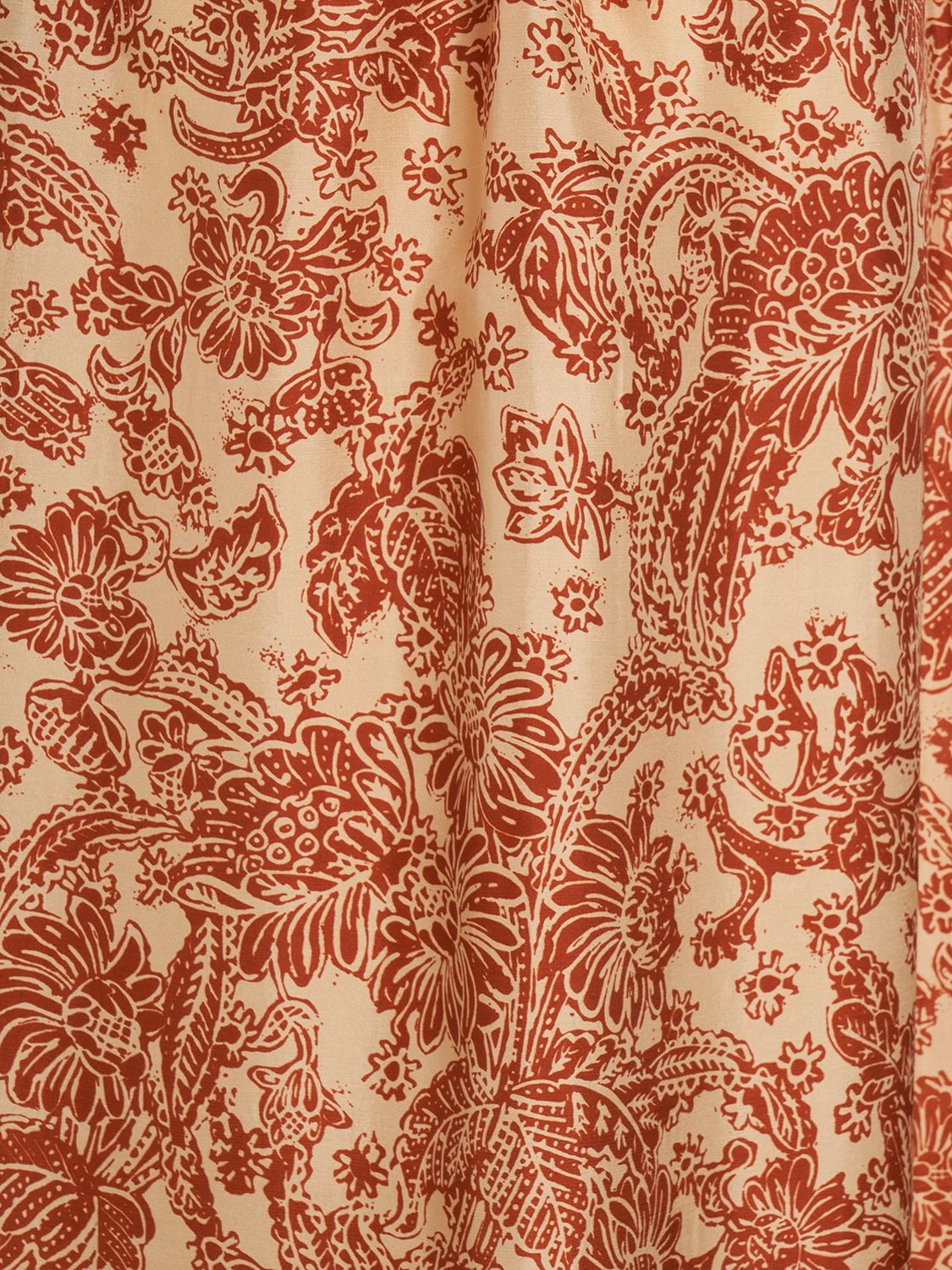 Shop Loro Piana Leah Printed Silk Flared Midi Skirt In Beige,red