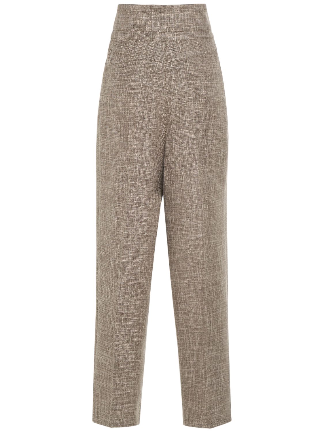 Shop Loro Piana Lien High Rise Wool Blend Cropped Pants In Grey