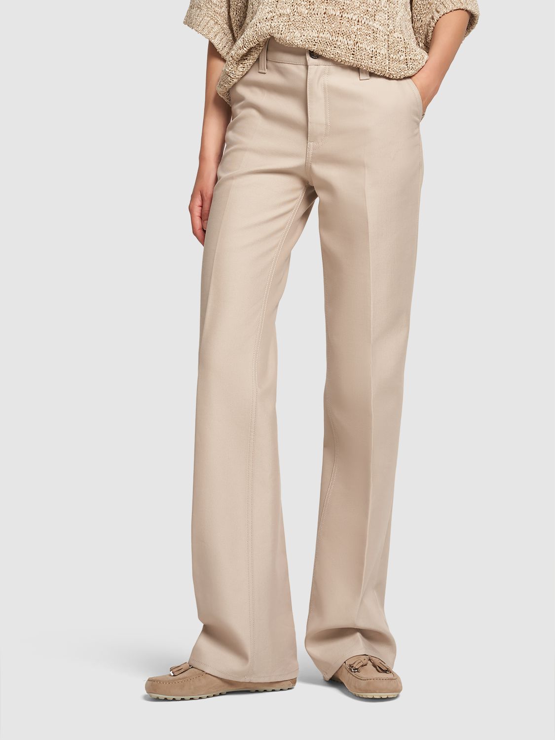 Shop Loro Piana Thayer Cotton & Silk Straight Pants In Beige