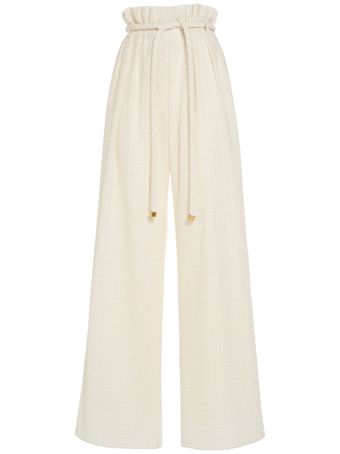 Image of Tristin Belted Cotton Blend Wide Pants