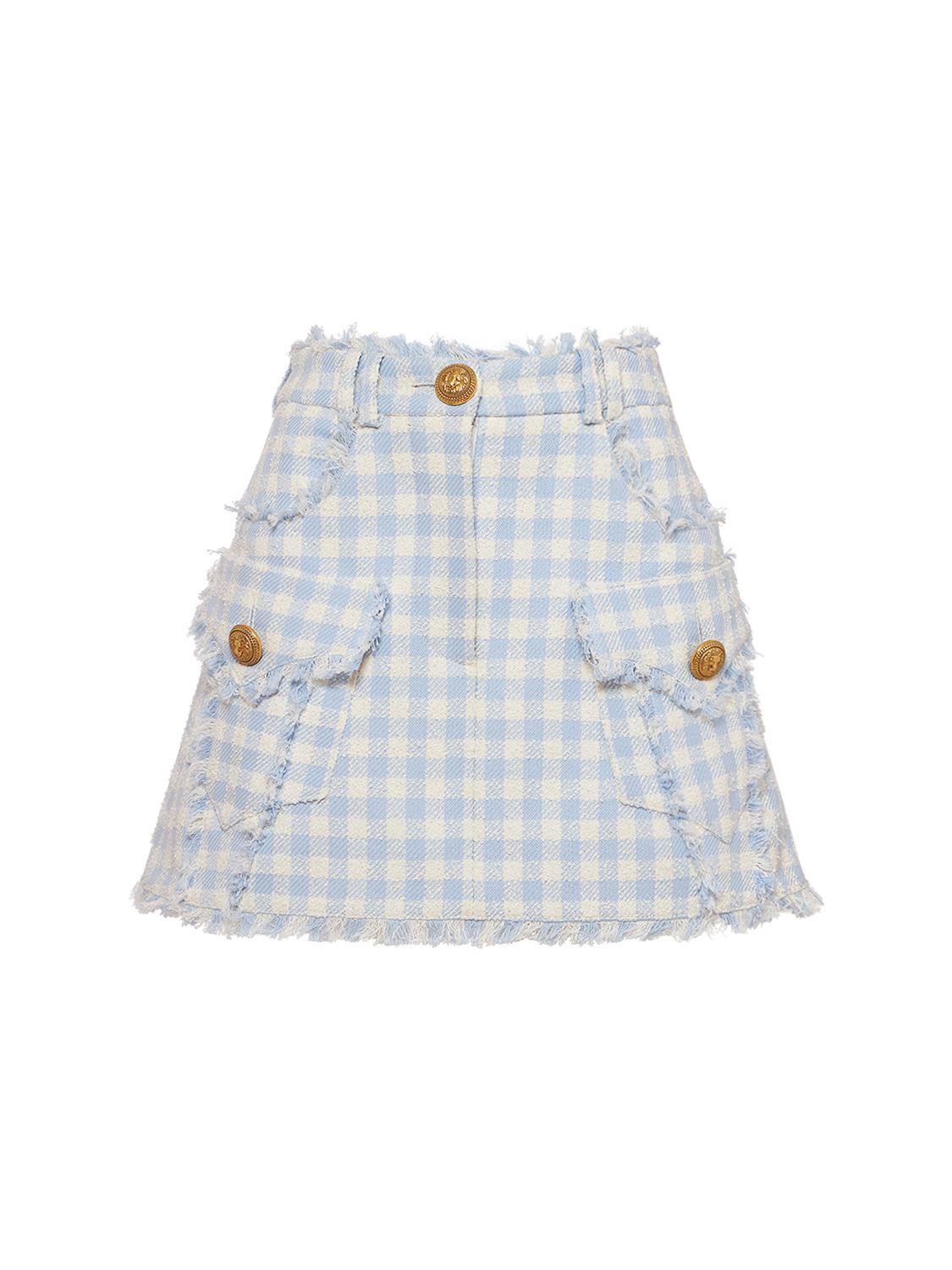 Trapeze Gingham Tweed Mini Skirt