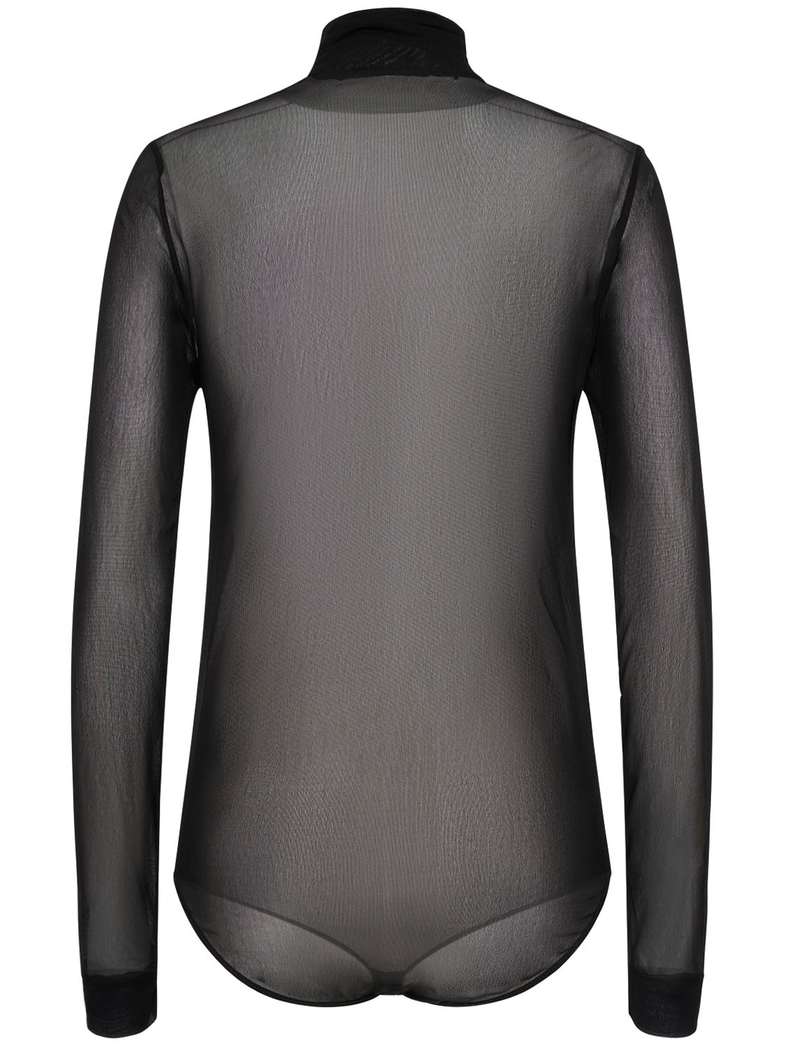 Maison Margiela Sheer Jersey Turtleneck Bodysuit In Black