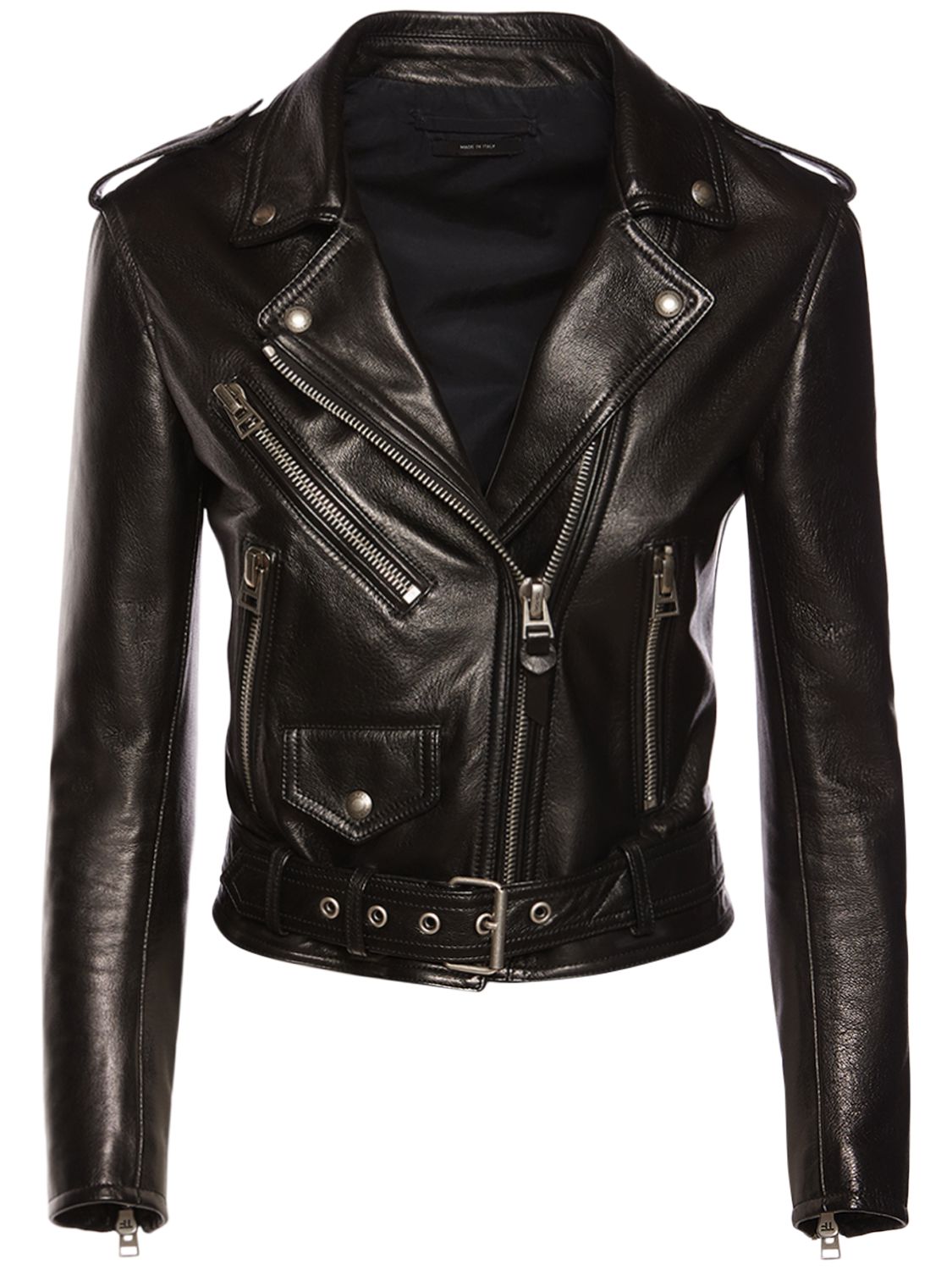Leather Biker Jacket W/ Zips
