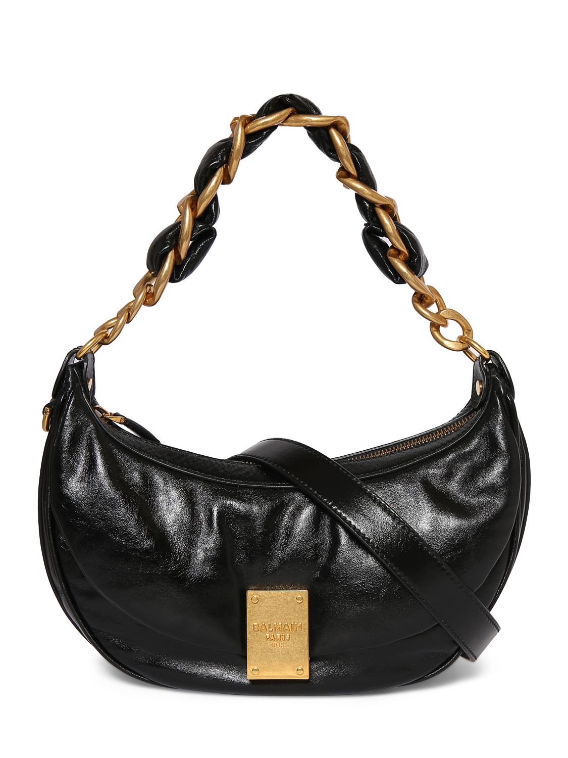 Balmain Black Glittered Shoulder Bag