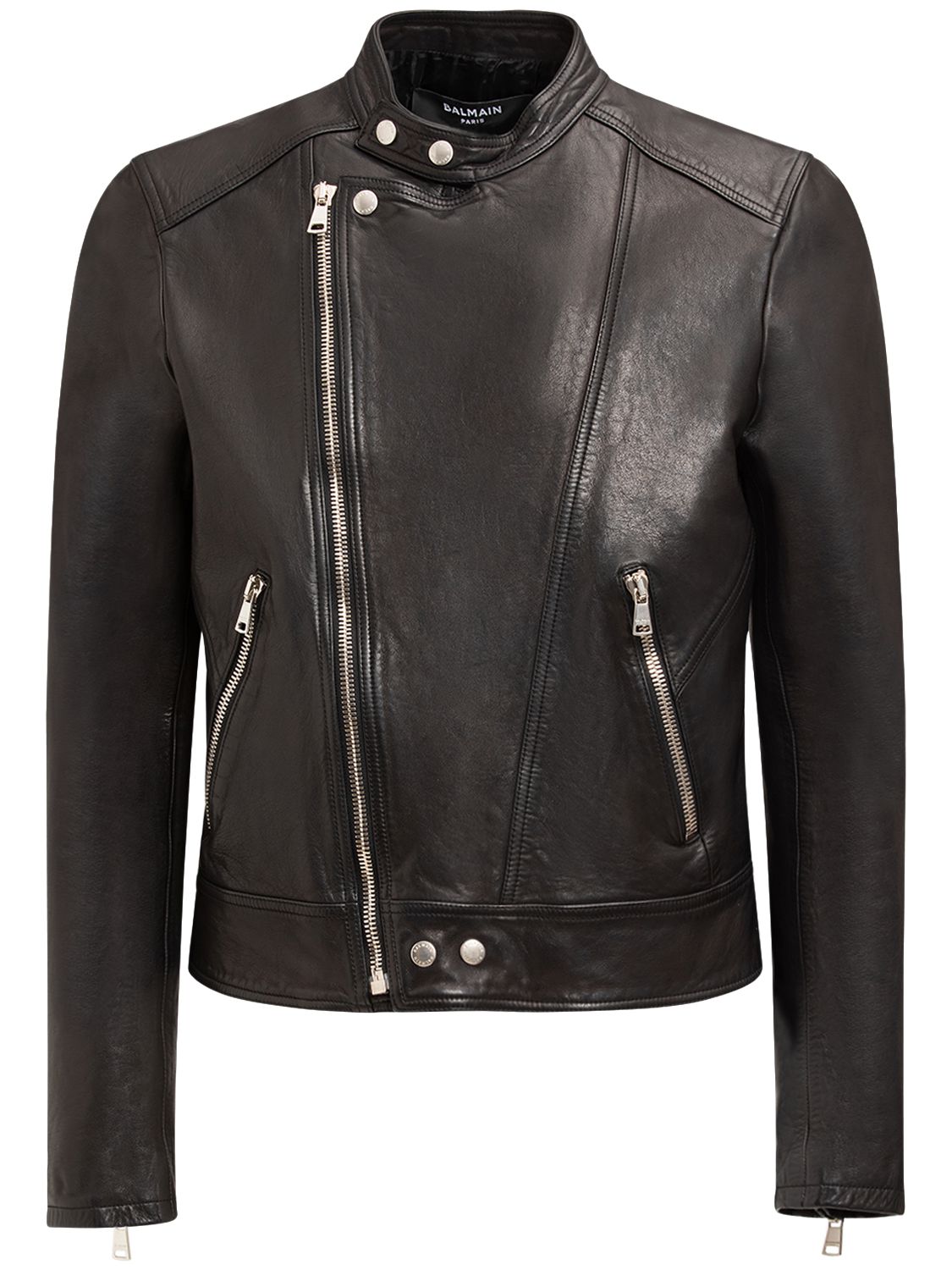 Zipped Leather Biker Jacket