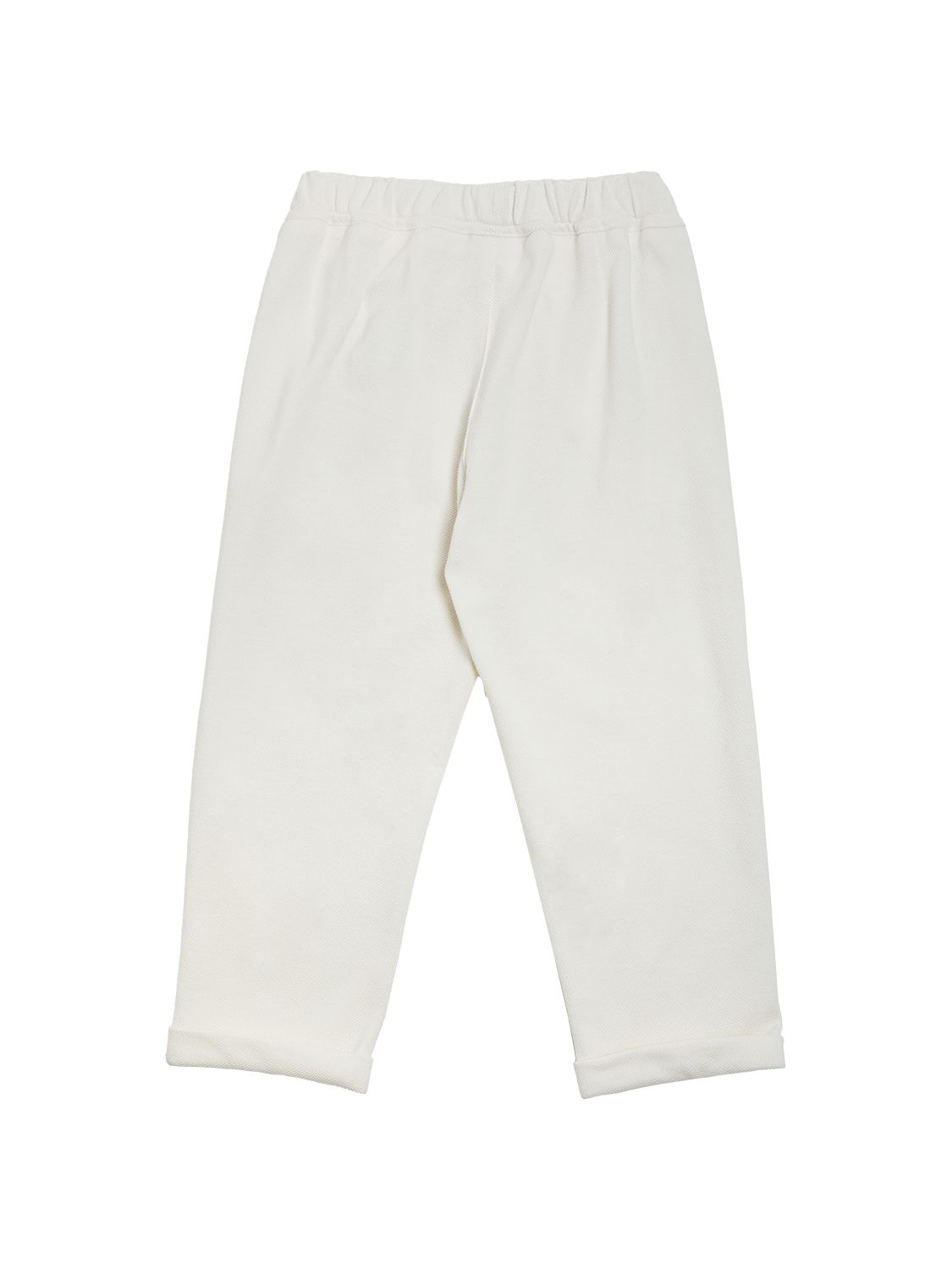 Shop Il Gufo Cotton Piquet Pants W/drawstring In Off-white