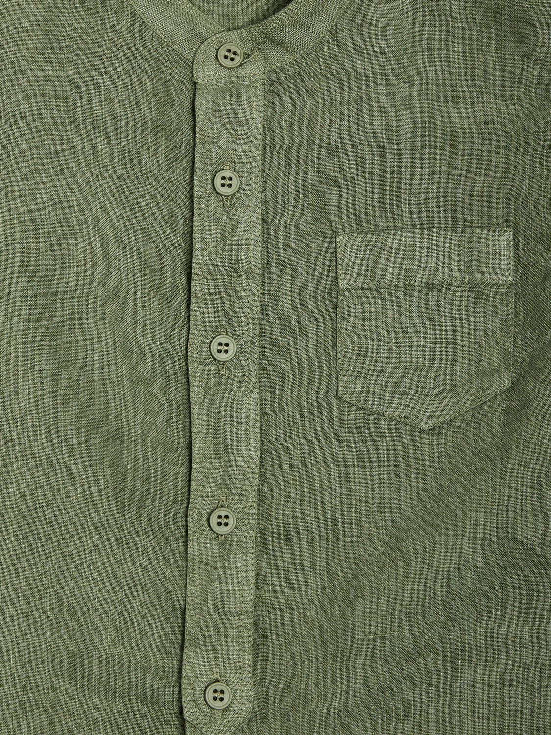 Shop Il Gufo Linen Guru Shirt & Linen Shorts In Light Green