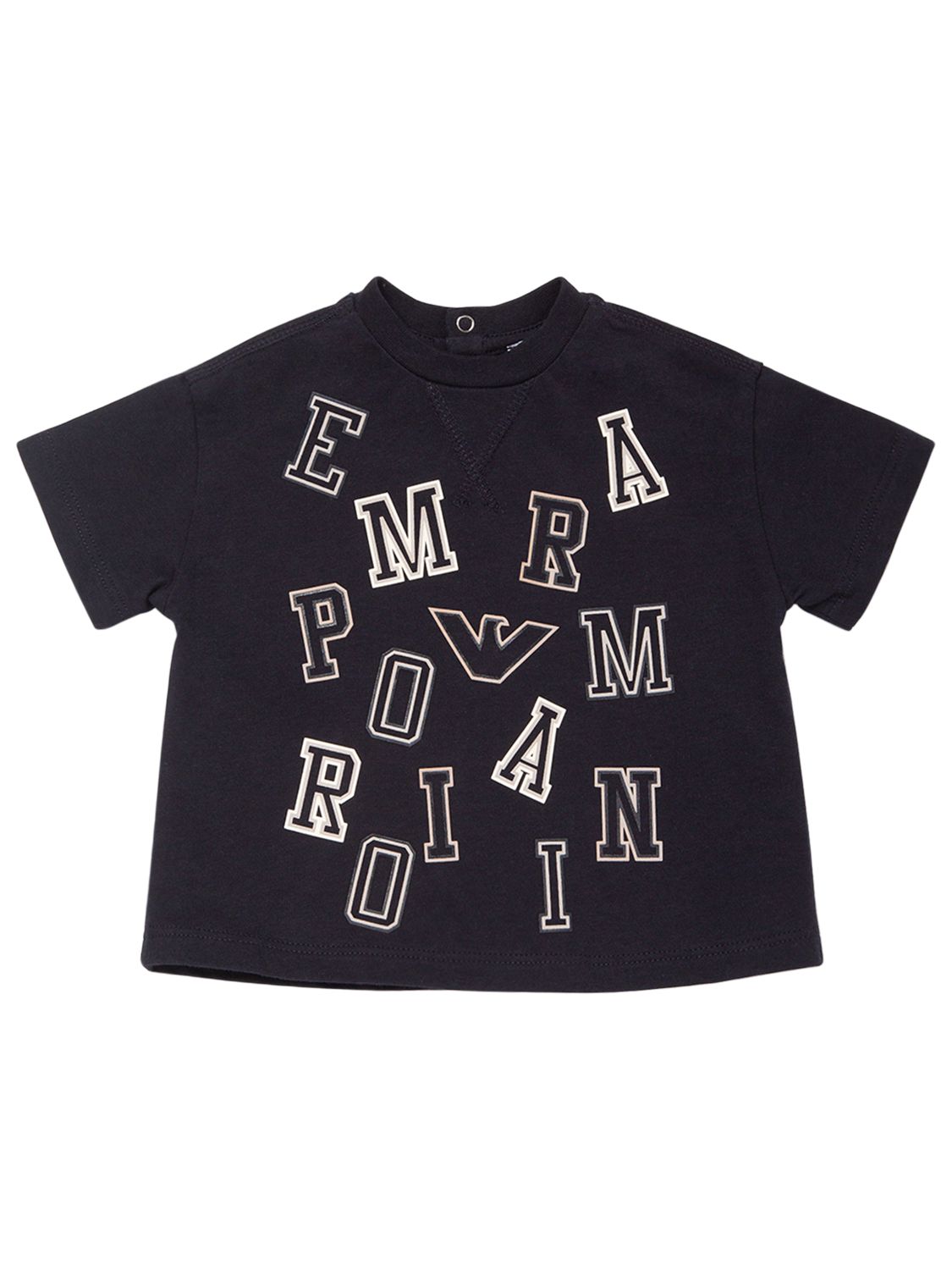 Emporio Armani Kids' All Over Printed Cotton Jersey T-shirt In Black