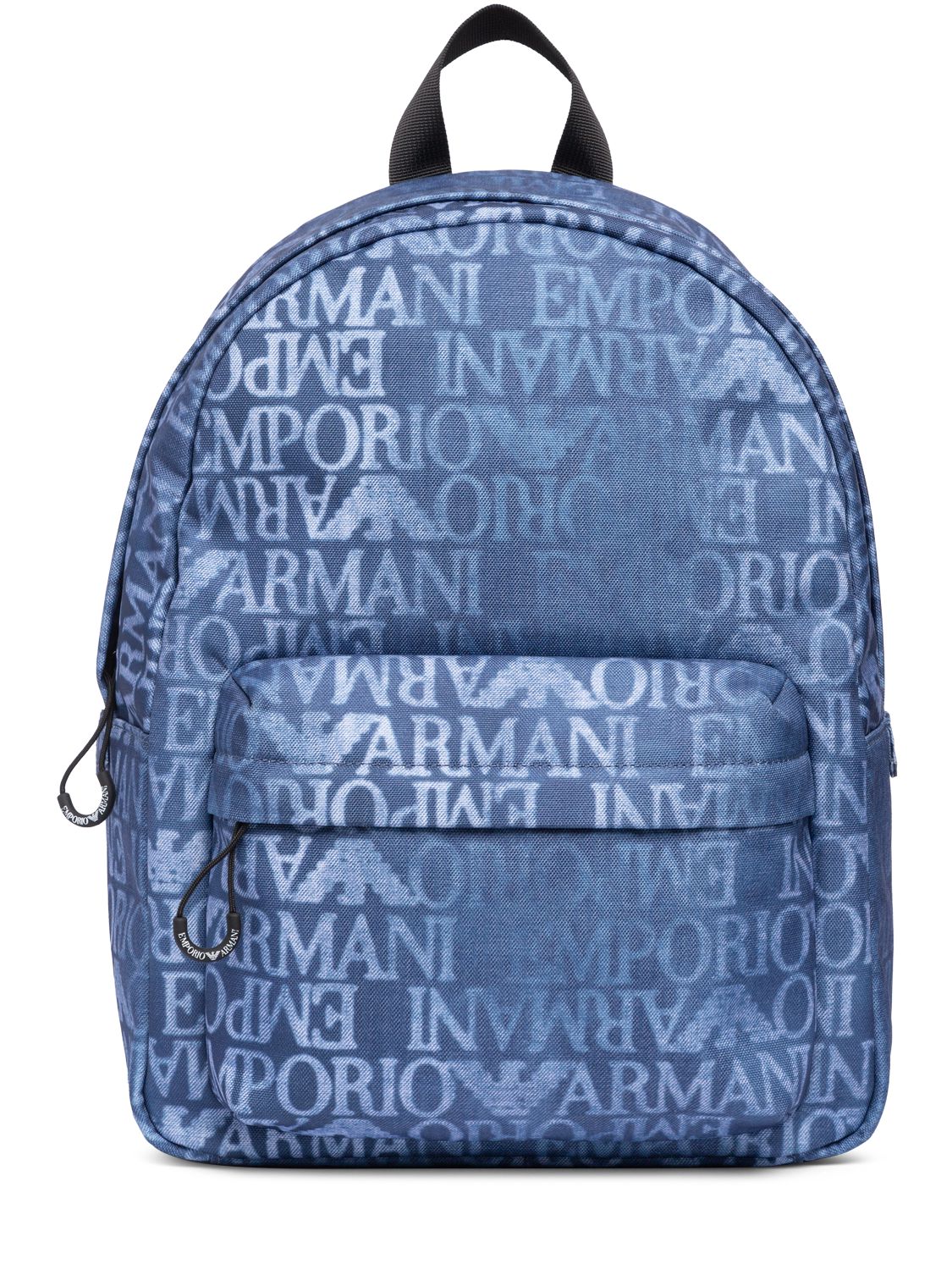 Emporio Armani Kids' All Over Logo Nylon Backpack In Blue