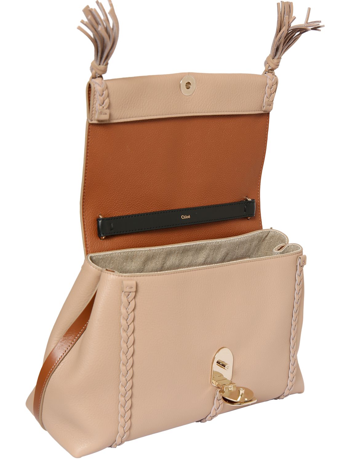 Shop Chloé Medium Penelope Leather Shoulder Bag In Nomad Beige
