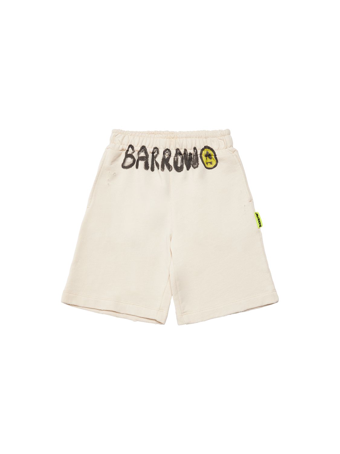 Shop Barrow Printed Cotton Sweat Shorts In Cream