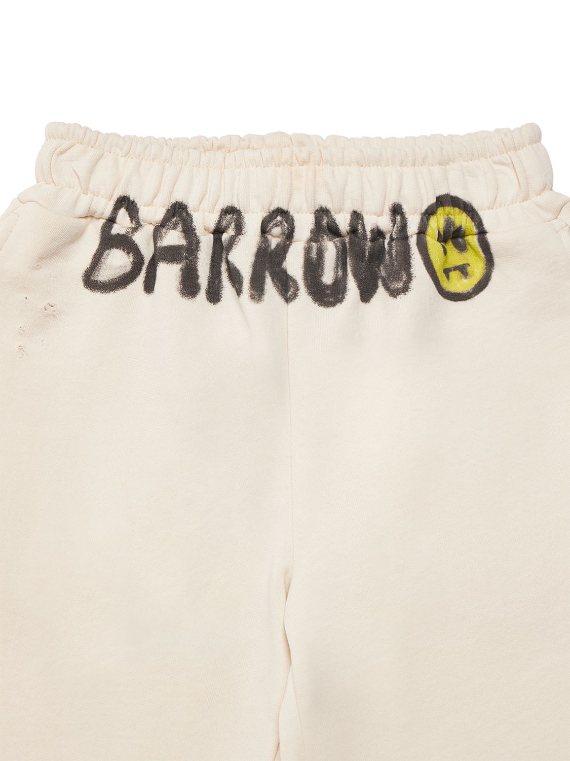 Shop Barrow Printed Cotton Sweat Shorts In Cream