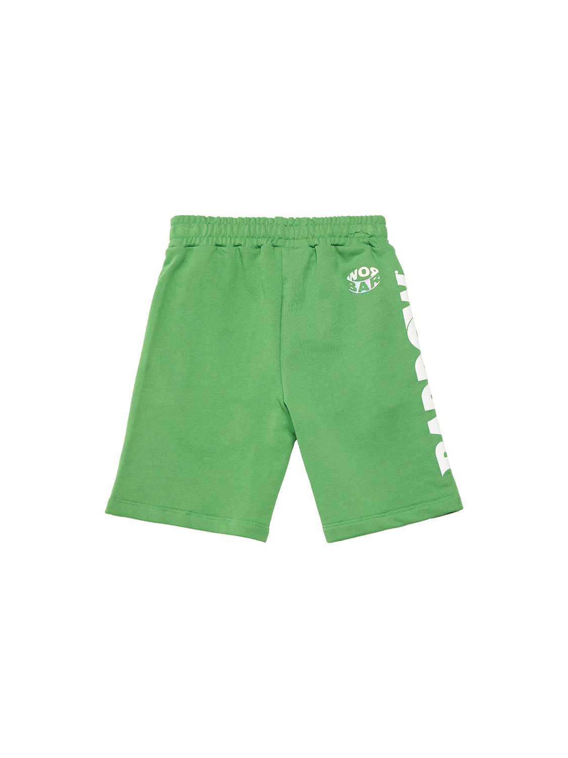 Shop Barrow Printed Cotton Sweat Shorts In Green