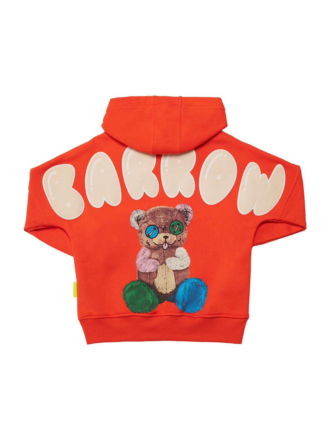 Shop Barrow Printed Cotton Sweatshirt Hoodie In Orange