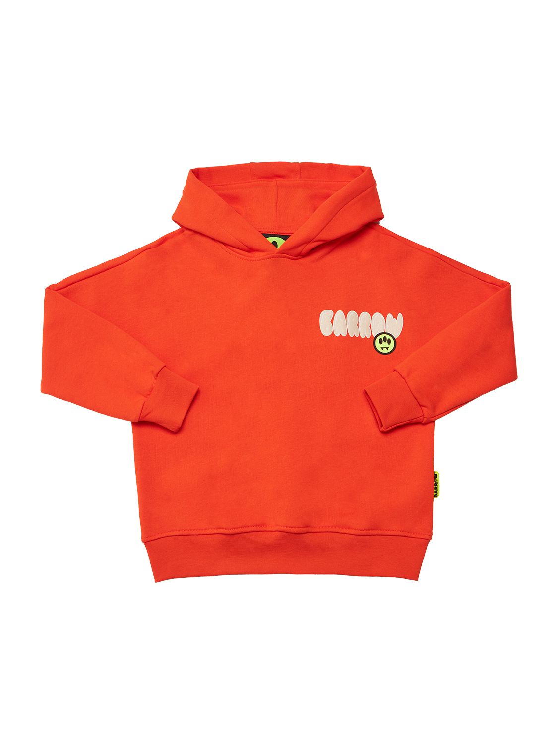 Barrow Kids' Printed Cotton Sweatshirt Hoodie In Orange