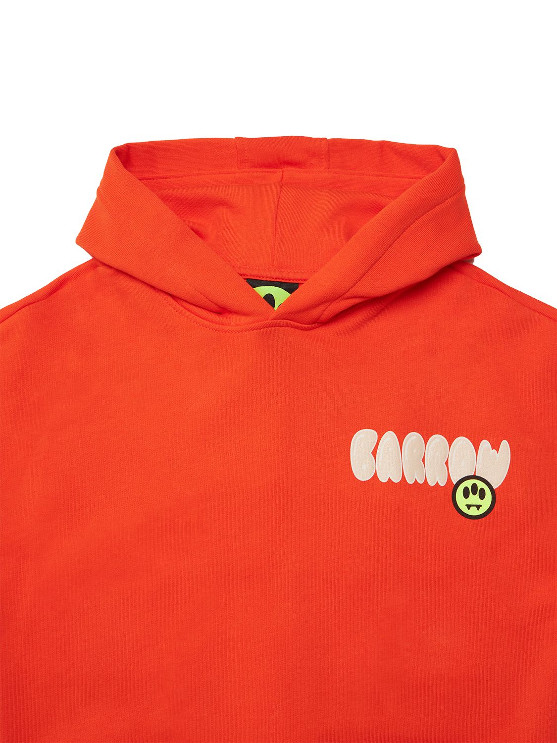 Shop Barrow Printed Cotton Sweatshirt Hoodie In Orange