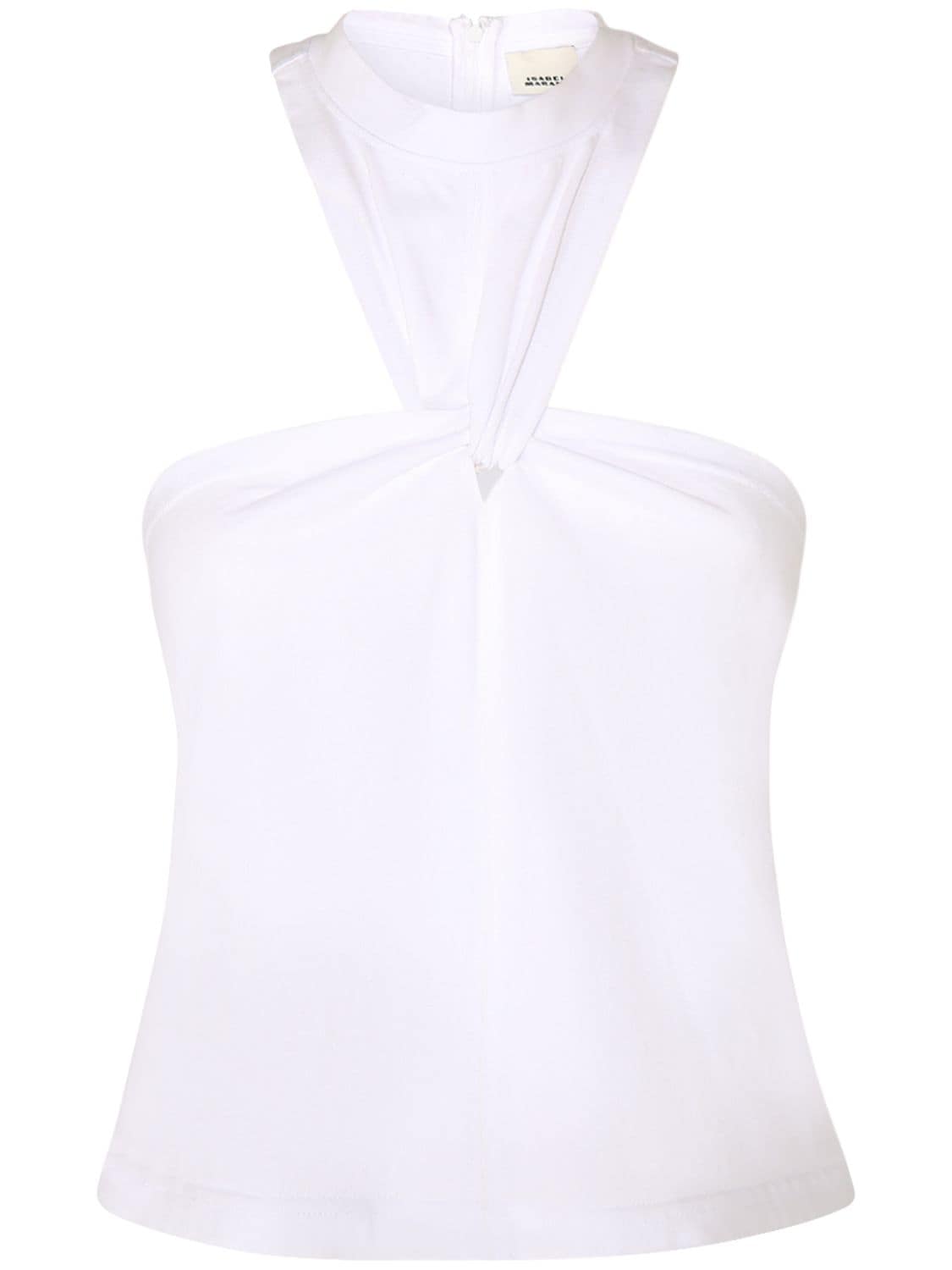 Shop Isabel Marant Zineba Triangle Cutout Cotton Top In White