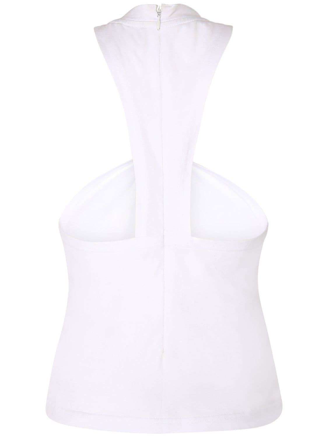 Shop Isabel Marant Zineba Triangle Cutout Cotton Top In White