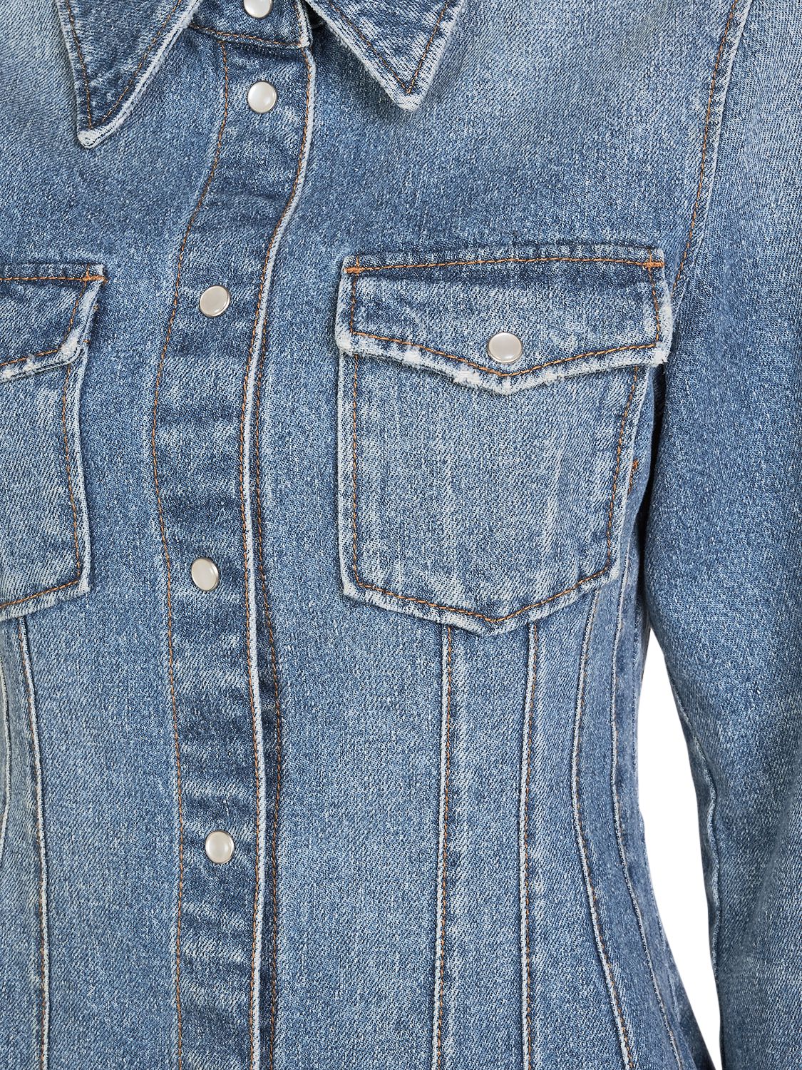 Chloé Cotton & Hemp Denim Classic Shirt In Blue