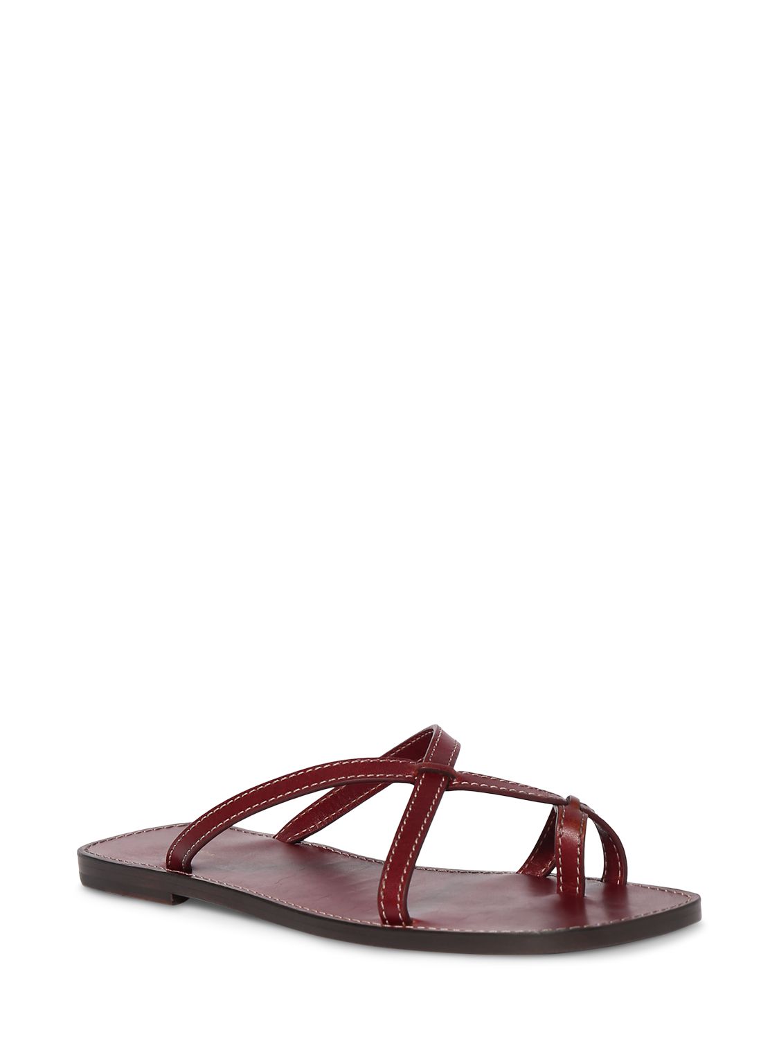The Row Link Leather Toe-loop Slide Sandals In Red