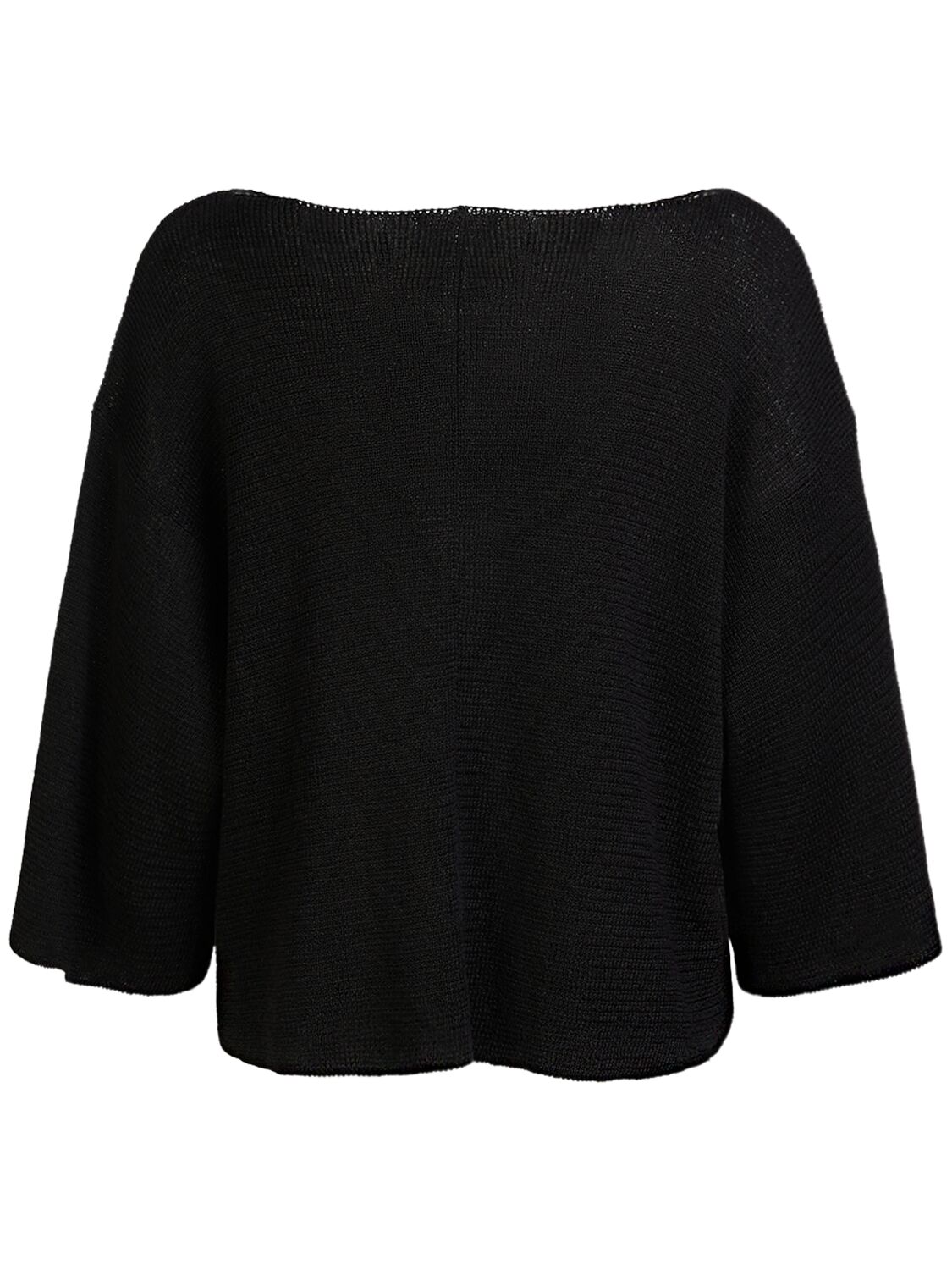 Shop The Row Falexis 3/4 Sleeve Linen Knit Flared Top In Black