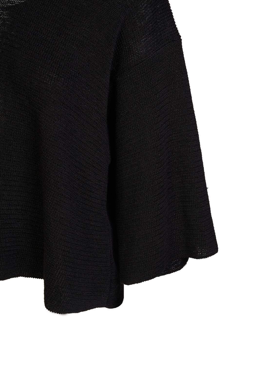 Shop The Row Falexis 3/4 Sleeve Linen Knit Flared Top In Black