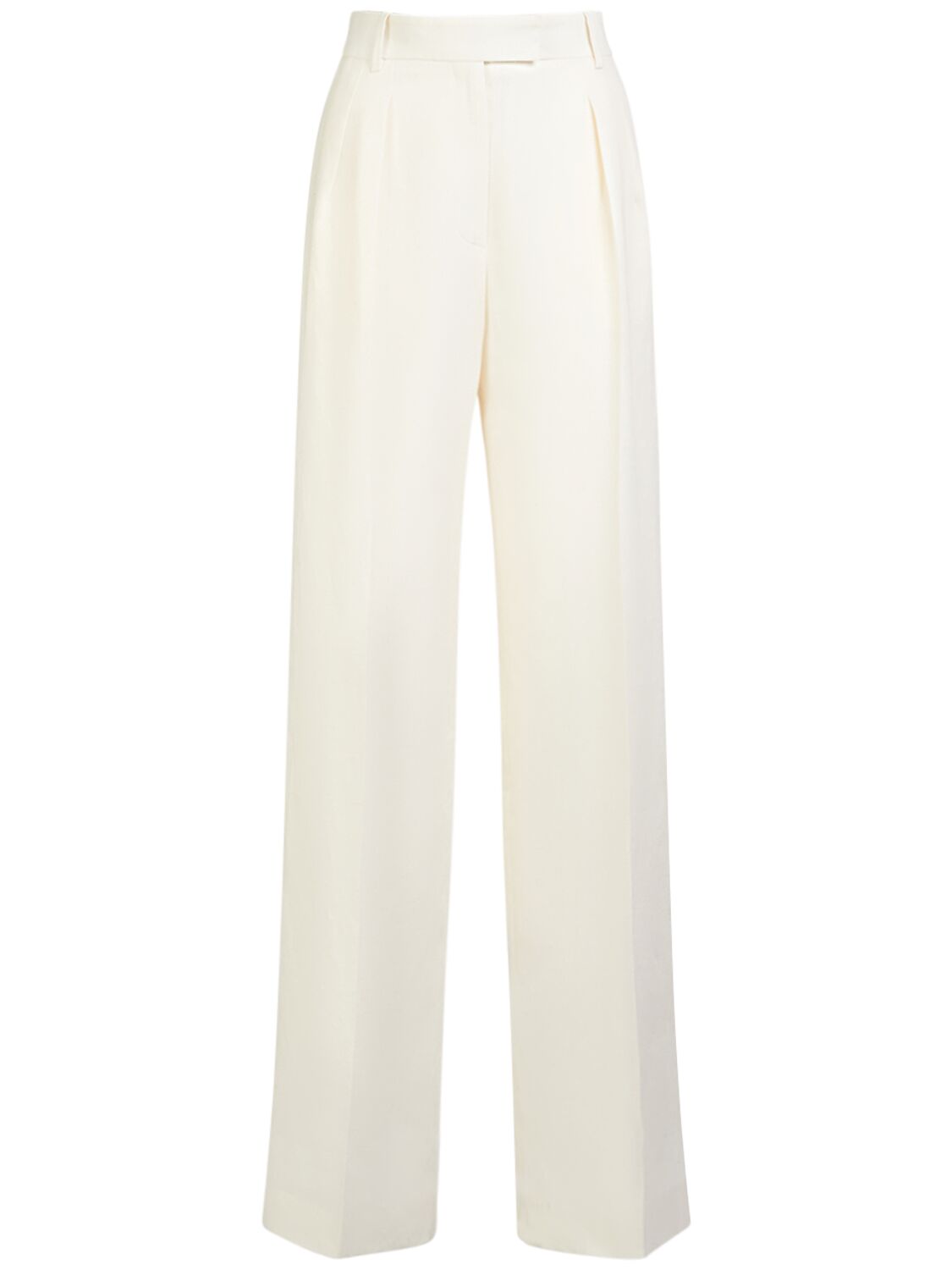 The Row Bufus Pleated Cotton-poplin Straight-leg Pants In Ivory