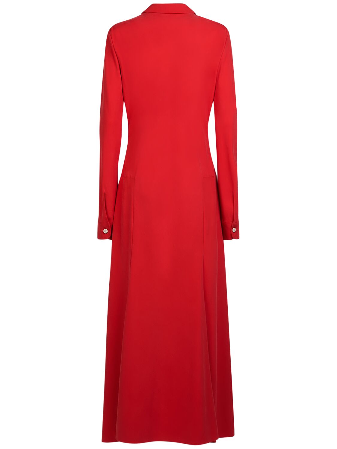 Shop The Row Myra Silk Long Shirt Dress In Red